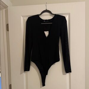 Zara Black V-Neck Bodysuit